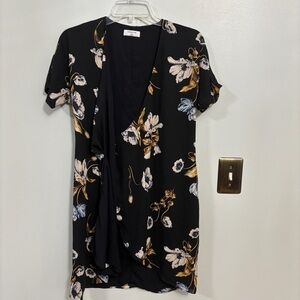 Aritzia Babaton Wallace Black Floral Wrap Dress Size extra Small